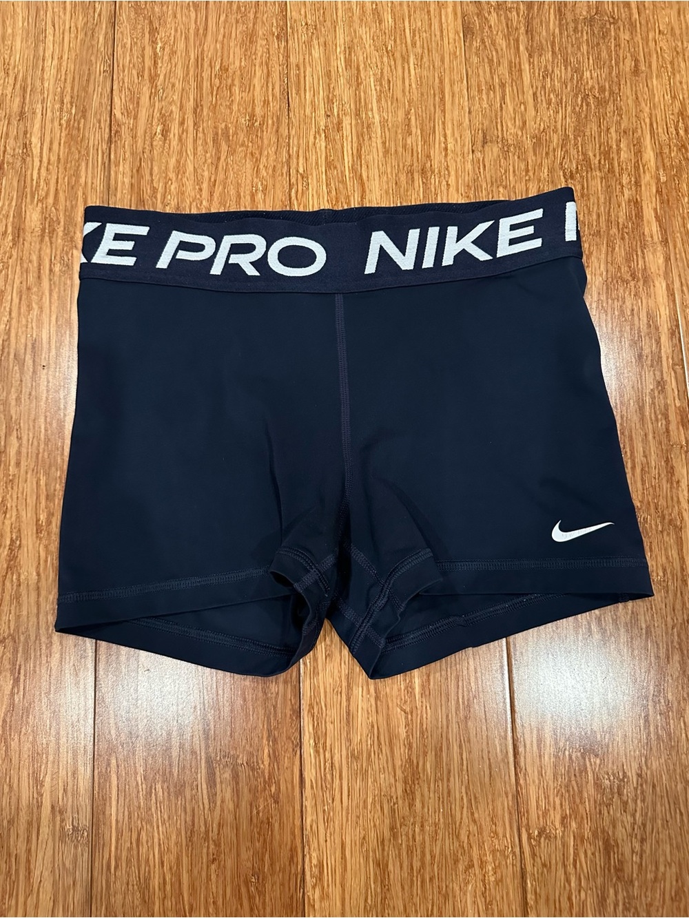 Nike Black Compression Shorts with White Logo Waistband